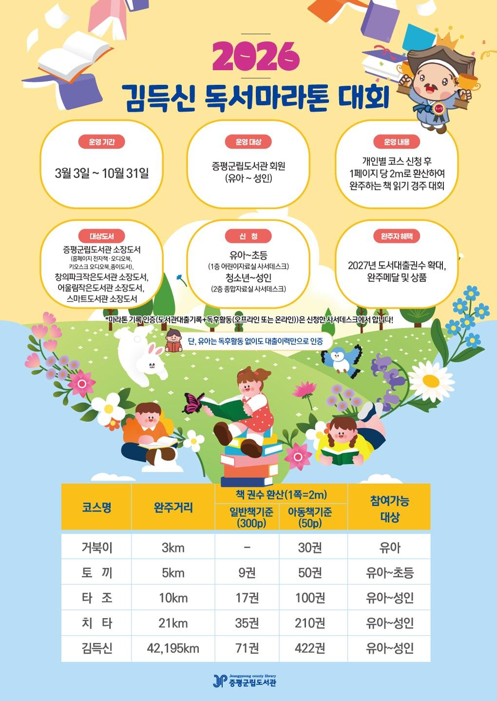 본문 이미지 - 증평군립도서관 독서마라톤 홍보 포스터.(증평군 제공. 재판매 및 DB금지)