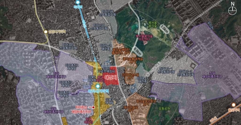 본문 이미지 - 미아동 75 일대 위치도(서울시 제공) 뉴스1 ⓒ News1 