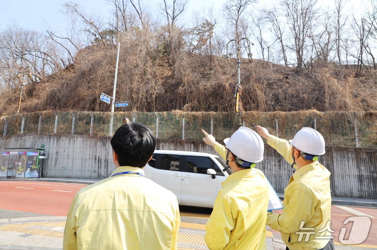 본문 이미지 - 산사태 취약 지역 점검 모습.(금천구 제공)