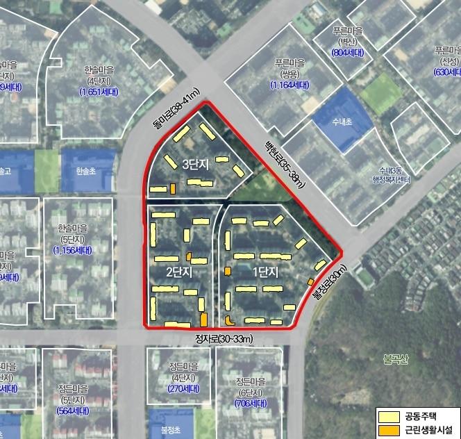 본문 이미지 - 한솔1·2·3 단지 위치도( 한국토지신탁 제공) 뉴스1 ⓒ News1