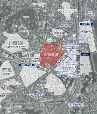 본문 이미지 - 용산구 원효로1가 82-1번지 일대 위치도(서울시 제공)  뉴스1 ⓒ News1