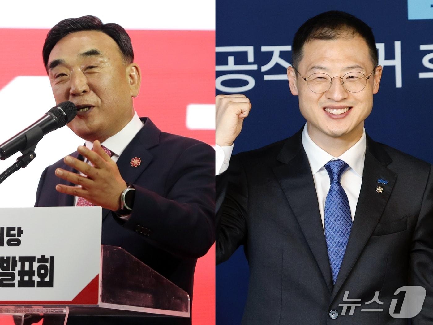 본문 이미지 - 왼쪽부터 국민의힘 김두겸 울산시장과 더불어민주당 김상욱 국회의원. /뉴스1DB