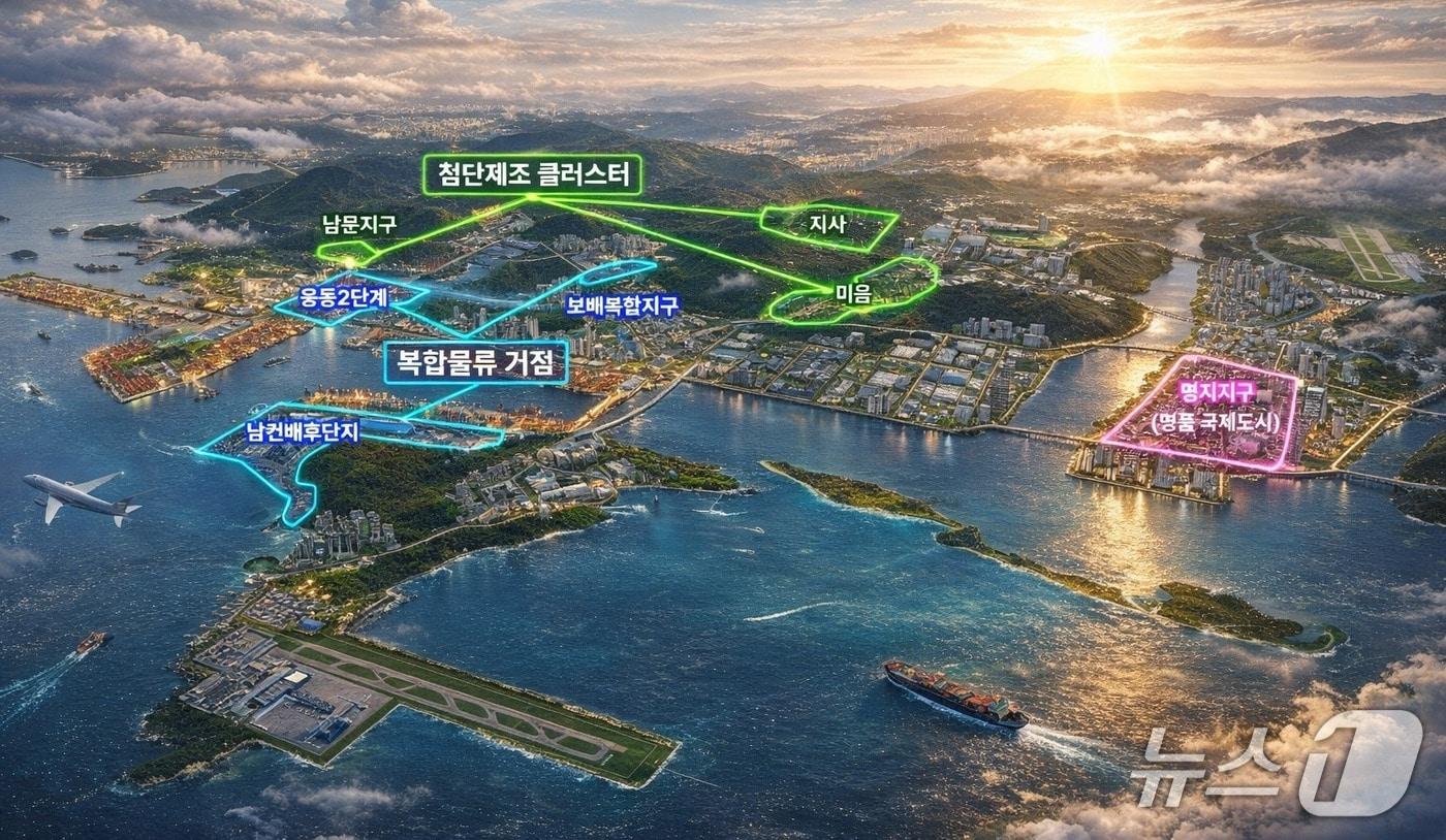 본문 이미지 - 부산진해경제자유구역 주요 개발지구 조감도 (경자청 제공. 재판매 및 DB금지)