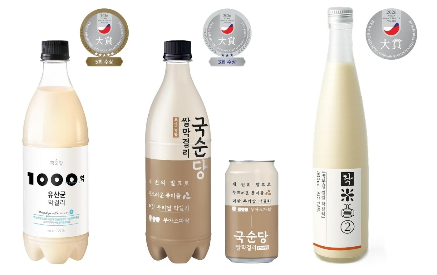 본문 이미지 - 국순당, '2026 대한민국 주류대상' 수상 막걸리 3종 이미지.(국순당 제공)