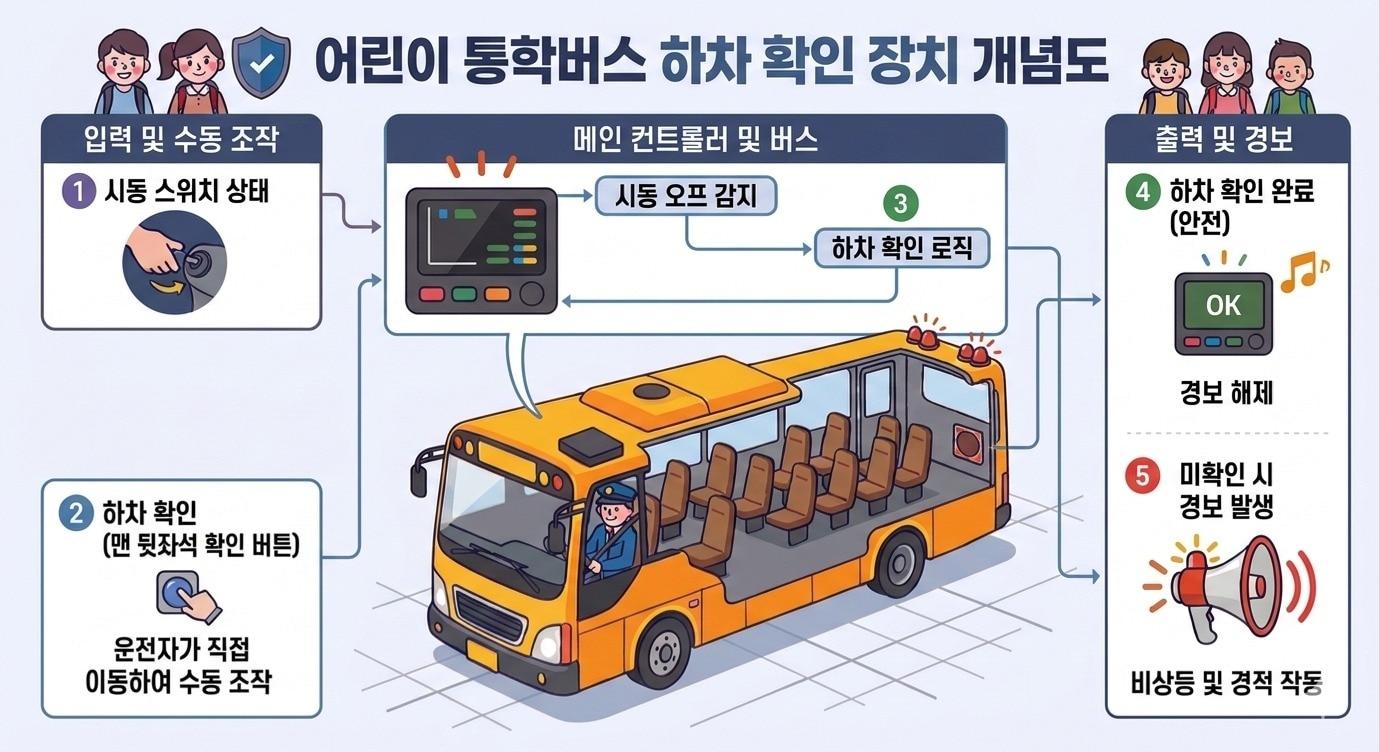 본문 이미지 - 어린이 통학버스 하차 확인장치 개념도.(한국교통안전공단 제공)뉴스1ⓒ news1