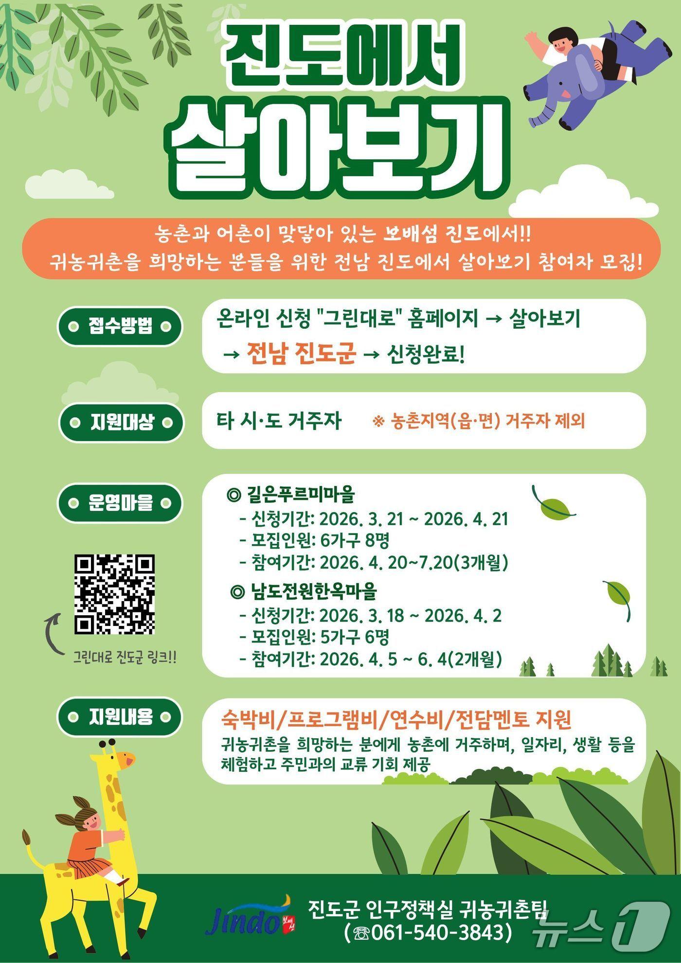 본문 이미지 - '진도에서 살아보고'홍보 포스터(진도군 제공, 재판매 및 DB금지)/뉴스1 