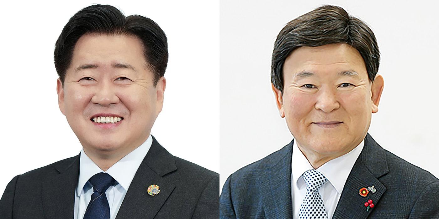 본문 이미지 - 오영훈 제주도지사와 김광수 제주도교육감.