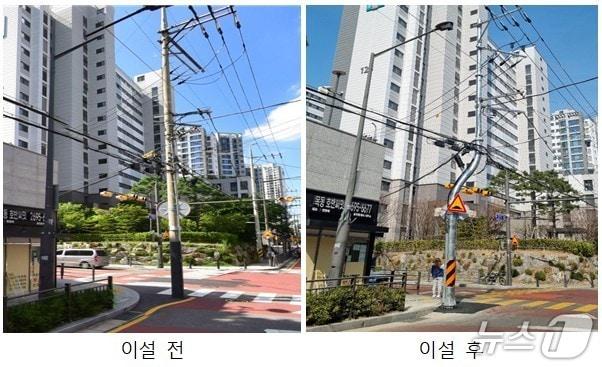 본문 이미지 - 신정3동 호반써밋목동아파트 앞 사거리 이설 전·후 모습.(양천구 제공)