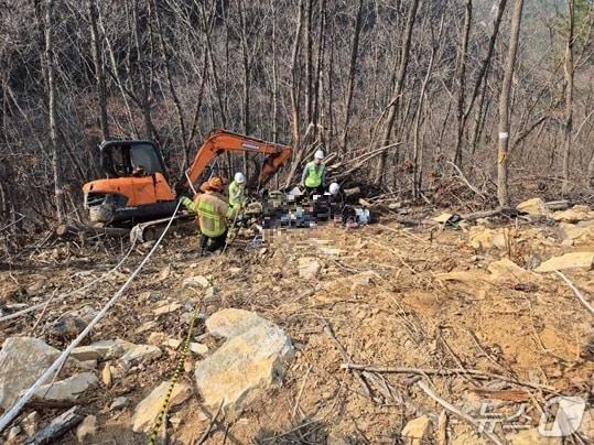 본문 이미지 - 강원 정선 남면 광덕리 사고 현장.(강원도소방본부 제공, 재판매 및 DB금지)