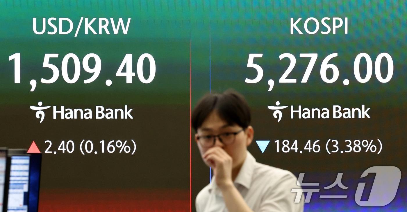 본문 이미지 - 미국·이란의 휴전 기대감이 낮아지며 코스피가 하락 출발한 27일 오전 서울 중구 하나은행 딜링룸 전광판에 증시 시황이 표시되고 있다. 2026.3.27 ⓒ 뉴스1 최지환 기자