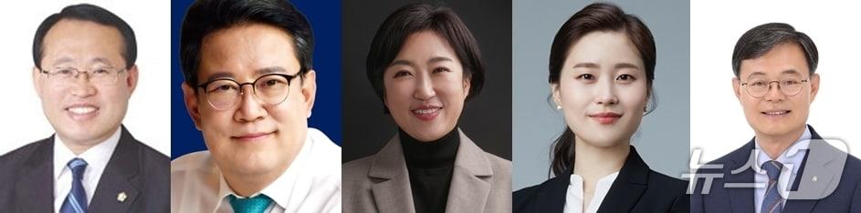 본문 이미지 - 더불어민주당 광주 북구청장 예비후보의 모습. 왼쪽부터 가나다 순 김동찬, 문상필, 신수정, 정다은, 조호권 후보 순.