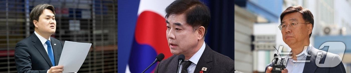 본문 이미지 - 더불어민주당 성남시장 경선에 나선 김지호 예비후보(왼쪽)와 김병욱 예비후보(가운데), 국민의힘 후보로 단수공천 된 신상진 성남시장(오른쪽)./ (뉴스1 DB)