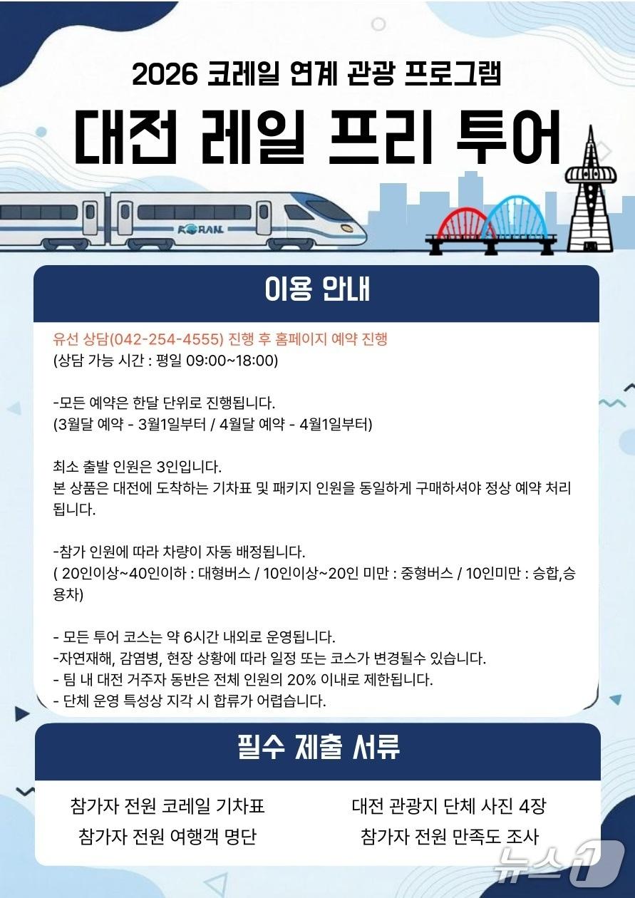 본문 이미지 - 대전시가 3월부터 코레일 연계 관광 프로그램을 운영한다. (시 제공) / 뉴스1