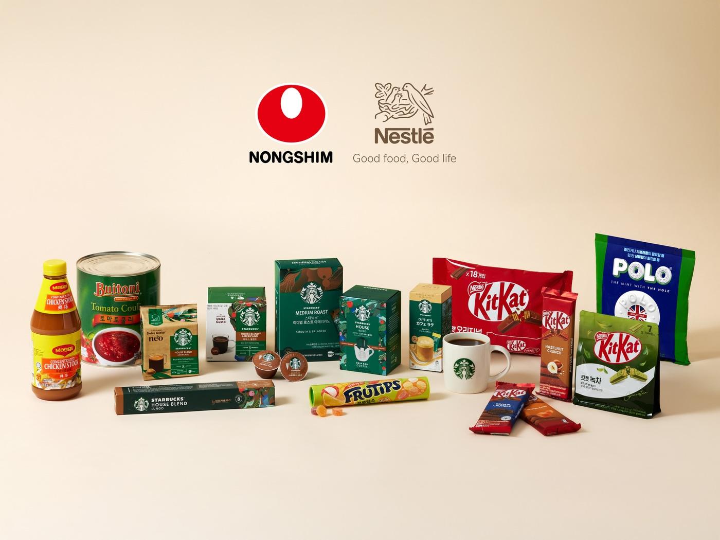 본문 이미지 - 농심-네슬레코리아 국내 유통 제품 연출 이미지.(농심 제공)
