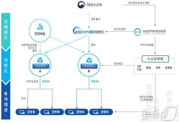 본문 이미지 - 수산모태펀드 사업 추진 체계(해양수산부 제공)