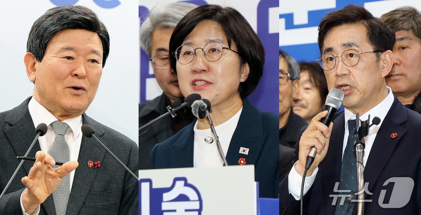 본문 이미지 - (왼쪽부터) 김광수 제주도교육감, 고의숙 제주도의회 교육의원, 송문석 예비후보. (뉴스1 DB)