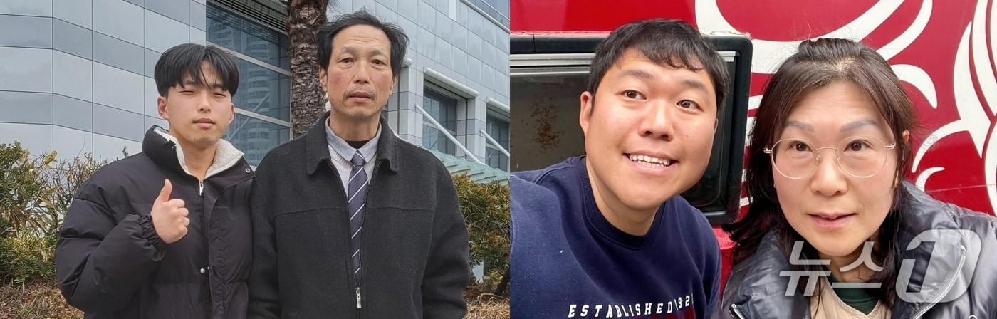 본문 이미지 - 구미대 특수건설기계공학부에 부자와 모자가 동시에 입학했다. 왼쪽부터 강영진·강다윗 씨 부자와 김정미·김민우 씨 모자(구미대 제공. 재판매 및 DB금지)/뉴스1