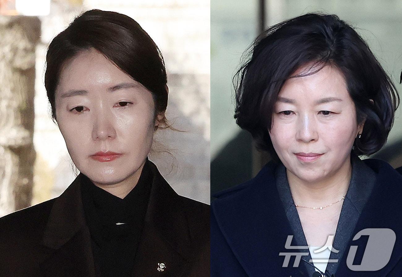 본문 이미지 - '1억 공천헌금' 의혹을 받는 강선우 무소속 의원과 김경 전 서울시의원이 3일 서울 서초구 중앙지법에서 열린 구속 전 피의자 심문에 출석했다. 사진 왼쪽은 법원 출석하는 강 의원, 오른쪽은 법원 나서는 김 전 시의원. 2026.3.3 ⓒ 뉴스1 박지혜 기자