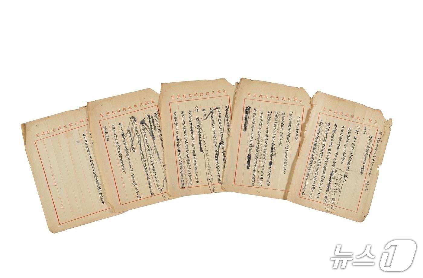 본문 이미지 - 대한민국 임시정부가 중국 국민당 정부에 보낸 임시정부 승인 등의 요청안. 2026.3.30./ⓒ 뉴스1(국가보훈부 제공)