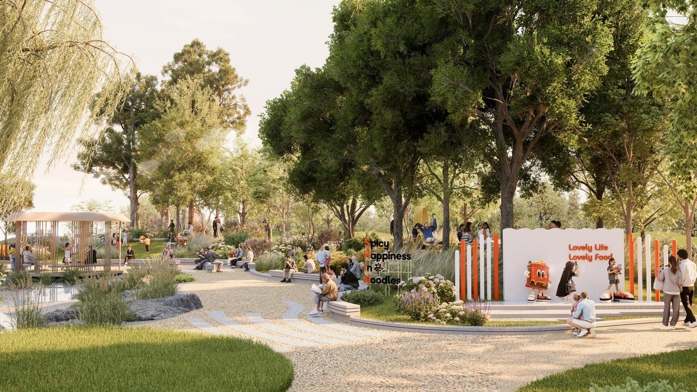 본문 이미지 - 농심 2026 서울국제정원박람회 기업정원 'Spicy Happiness In Noodles' 렌더링 이미지.(농심 제공)