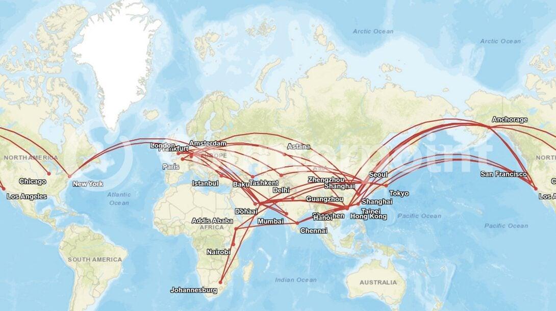 기기 운송에 사용되는 주요 항공 화물 노선 (카운터포인트리서치·FlightRadar24 제공)/뉴스1