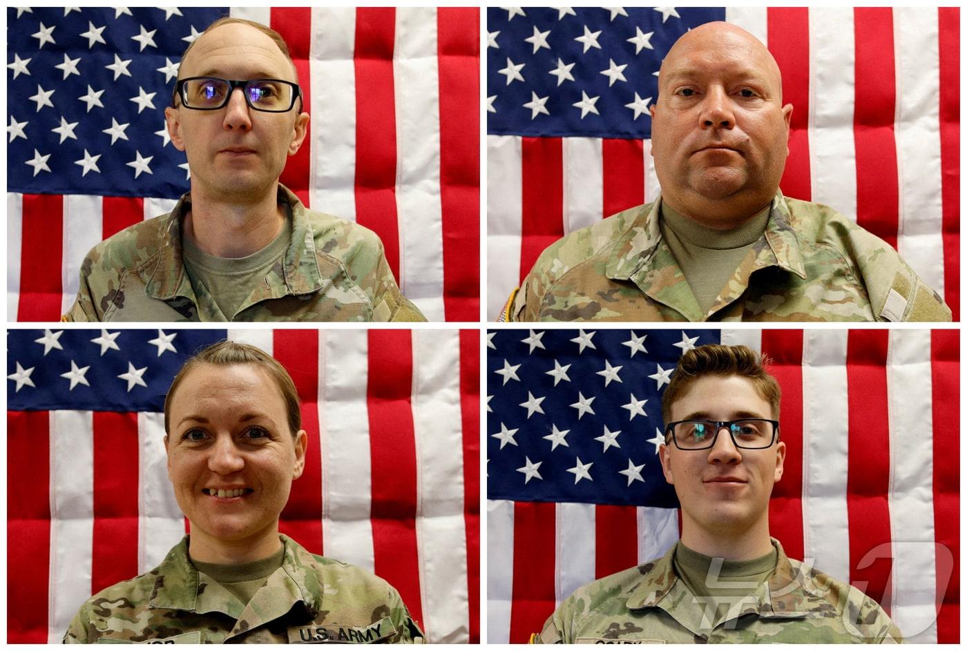 본문 이미지 - 미 국방부가 신원을 공개한 미군 전사자 4인. 왼쪽 위부터 시계방향으로 코디 코크 대위, 노아 티에트젠스 상사, 디클런 코디 병장, 니콜 아모르 상사. 2026.03.01 ⓒ 로이터=뉴스1
