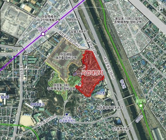 본문 이미지 - 사근동 293 번지 위치도(서울시 제공)   뉴스1 ⓒ News1    