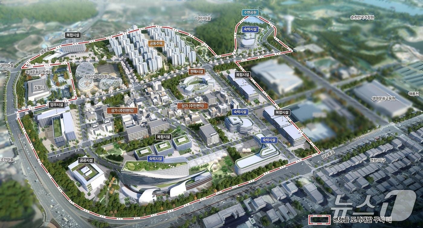 본문 이미지 - 순천시가 우주항공산업진흥원 부지로 제안한 연향들 개발 조감도. (순천시 제공. 재판매 및 DB금지)
