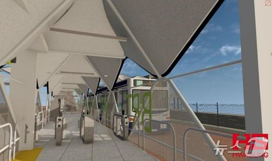 본문 이미지 - 케냐 나이로비 BRT(간선급행버스체계) 정류장 조감도.(HS화성 제공, 재판매 및 DB 금지)