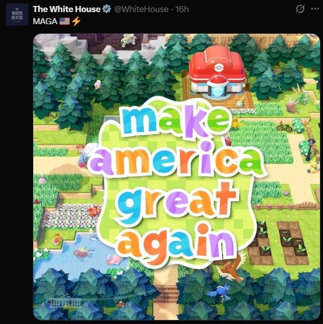 본문 이미지 - 백악관이 소셜미디어 엑스(X)에 올린 포켓몬 관련 이미지. (백악관 X 캡쳐)