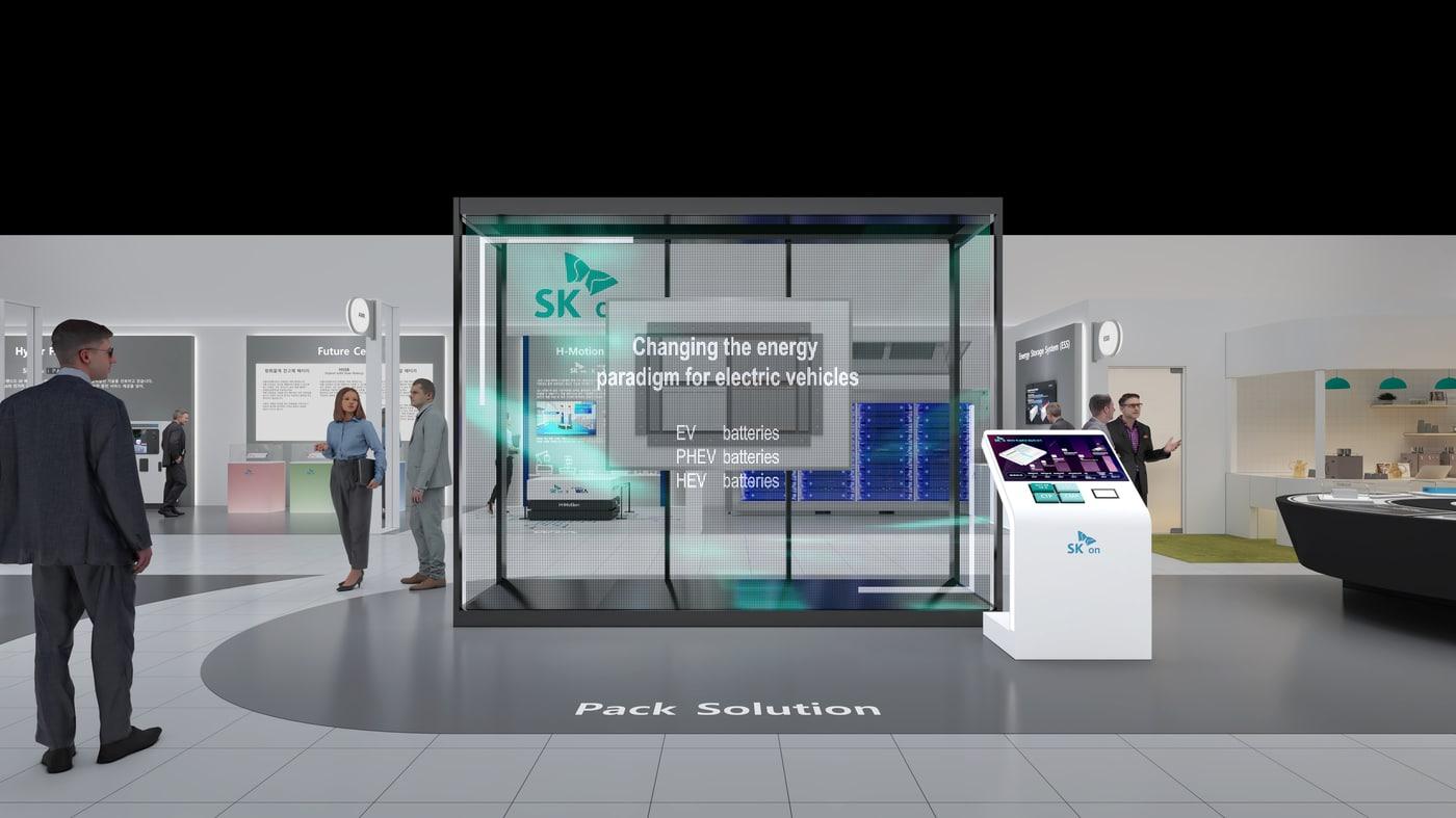 본문 이미지 - SK온 인터배터리 2026 전시관 내 CTP 통합 패키지 설루션.(SK온 제공)