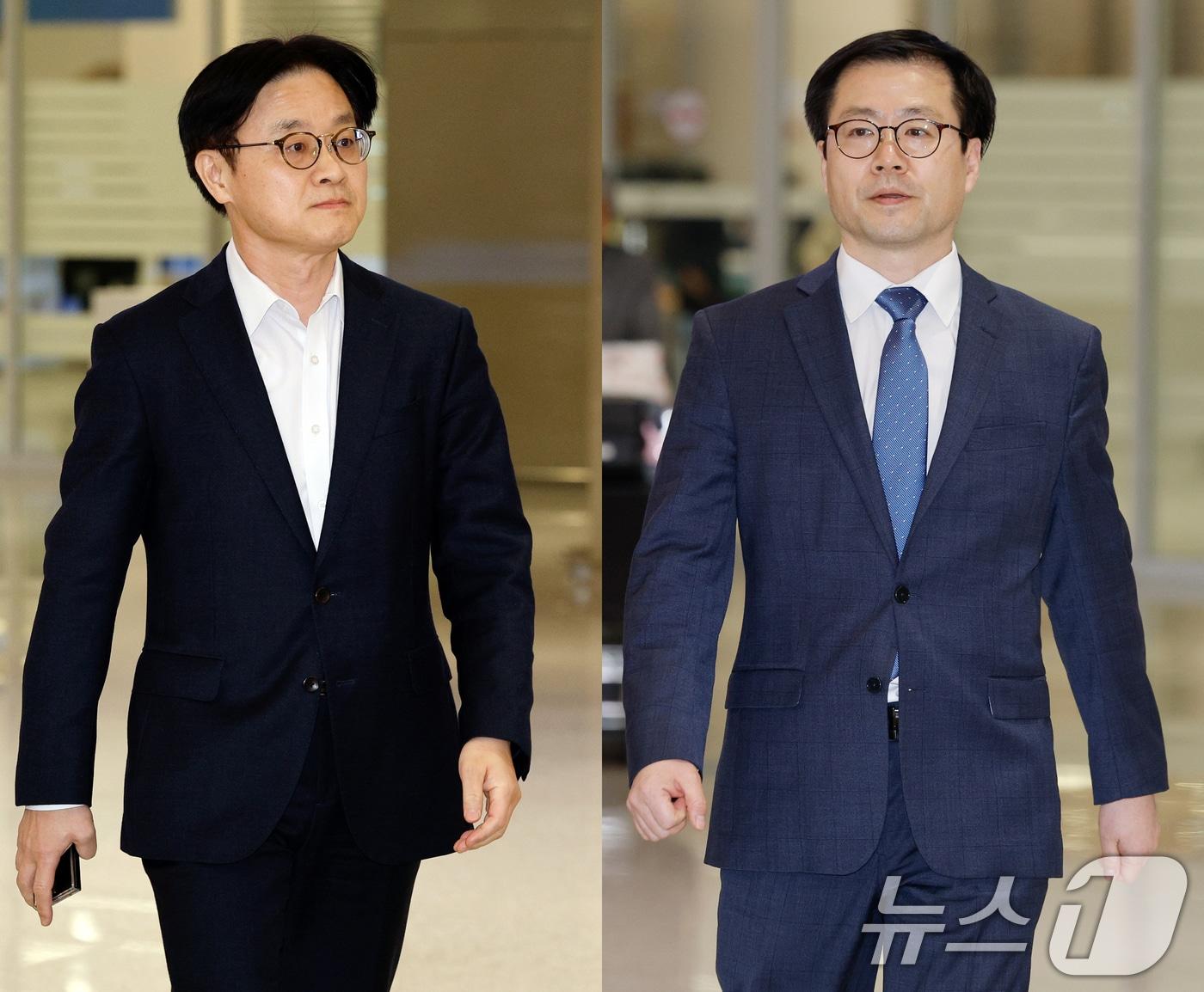 본문 이미지 - 김정관 산업통상부 장관(왼쪽)과 여한구 통상교섭본부장이 대미 통상현안 협의를 마치고 8일 오후 인천국제공항 2터미널을 통해 각각 귀국하고 있다. 2026.3.8 ⓒ 뉴스1 안은나 기자