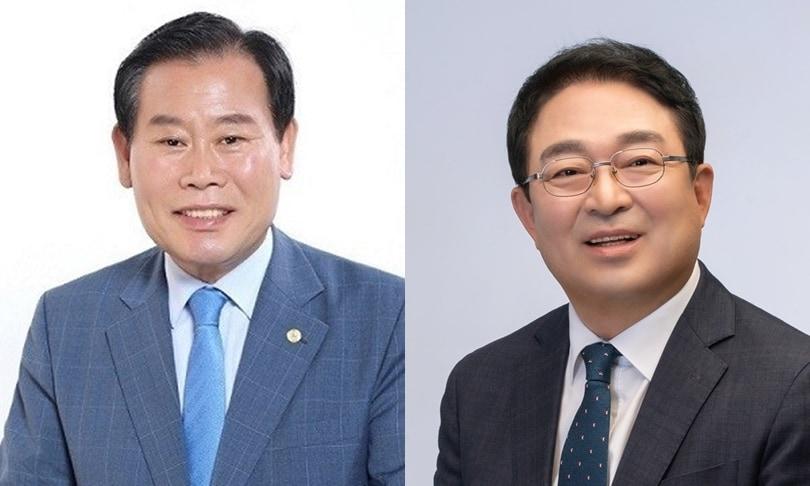 본문 이미지 - 더불어민주당 옥천군수 선거 예비주자인 김재종 전 옥천군수(왼쪽)와 황규철 옥천군수(사진은 가나다순)   