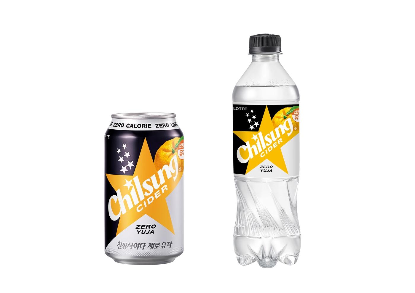 본문 이미지 - 칠성사이다 제로 유자 355mL 캔, 500mL 페트.(롯데칠성음료 제공)