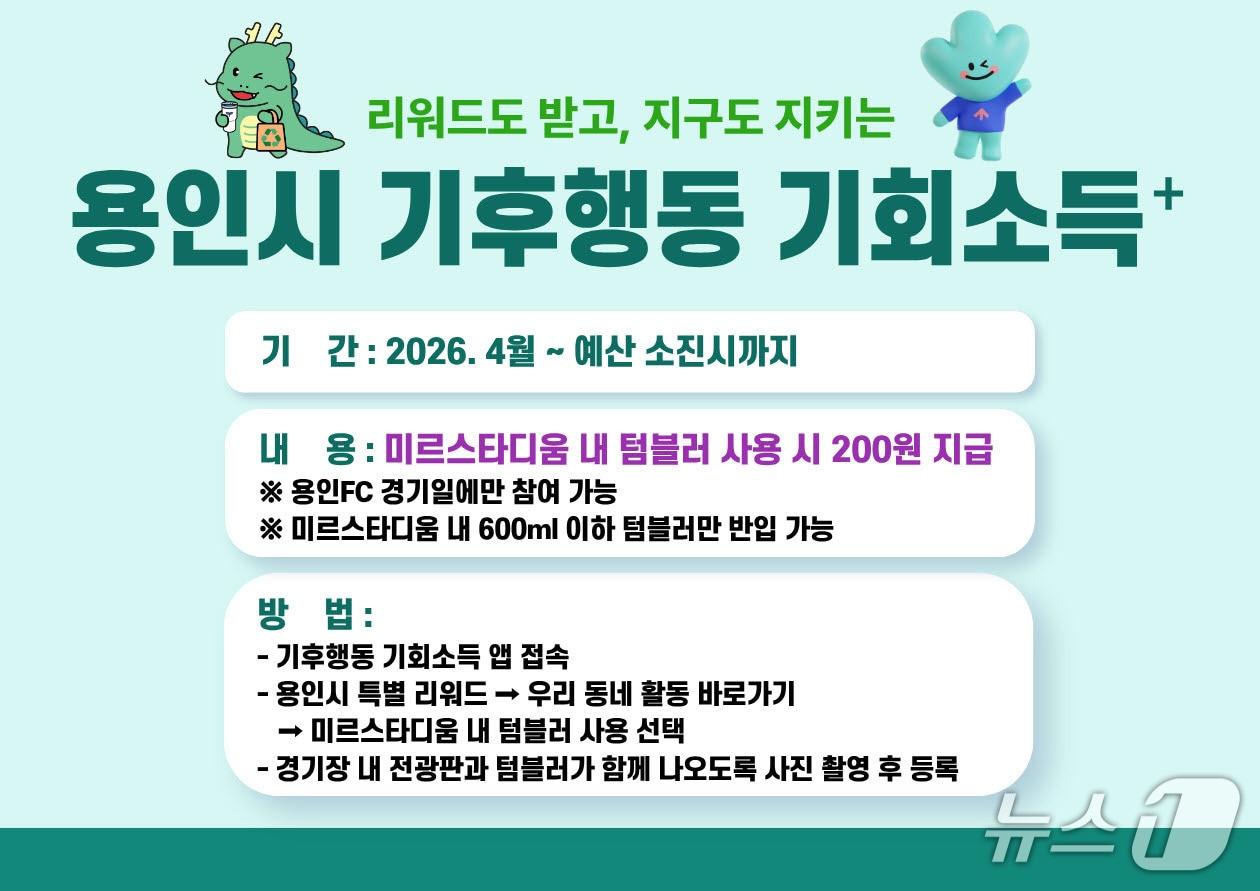 본문 이미지 - 용인시 '기후행동 기회소득 플러스' 사업 홍보 포스터.(용인시 제공)