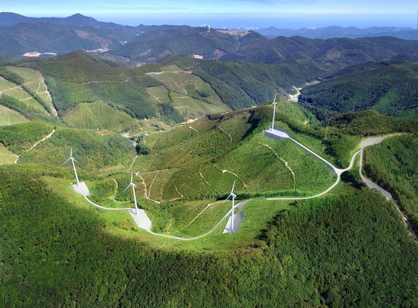 본문 이미지 - 강원도 태백시 하사미 풍력발전단지 조감도 (코오롱글로벌 제공)