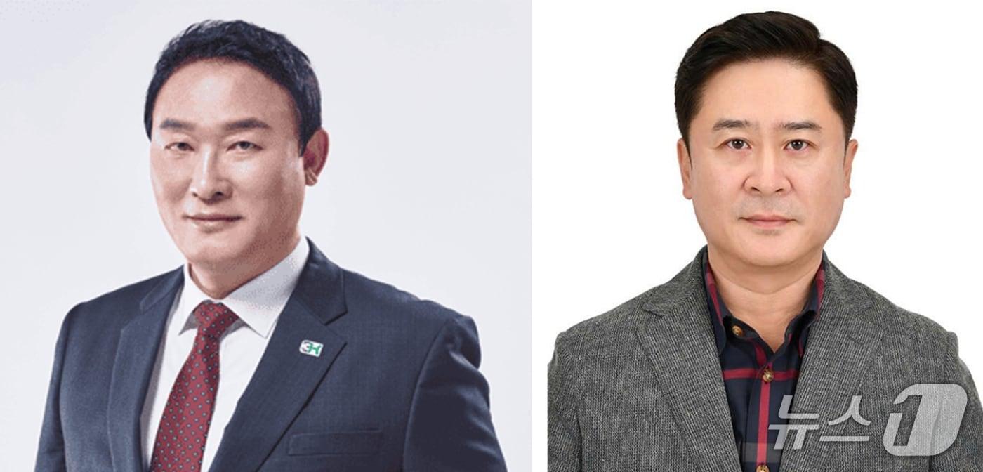 본문 이미지 - 산업포장과 국무총리 표창을 수상한 정영재 ㈜쓰리에이치 대표이사(왼쪽)와 배용상 고광산업㈜ 배용상 대표이사.(대구상의 제공, 재판매 및 DB 금지)