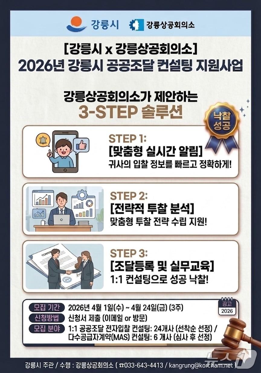 본문 이미지 - 강릉시, 2026년 공공조달 컨설팅 지원사업 홍보물.(강릉시 제공, 재판매 및 DB 금지) 2026.4.1/뉴스1