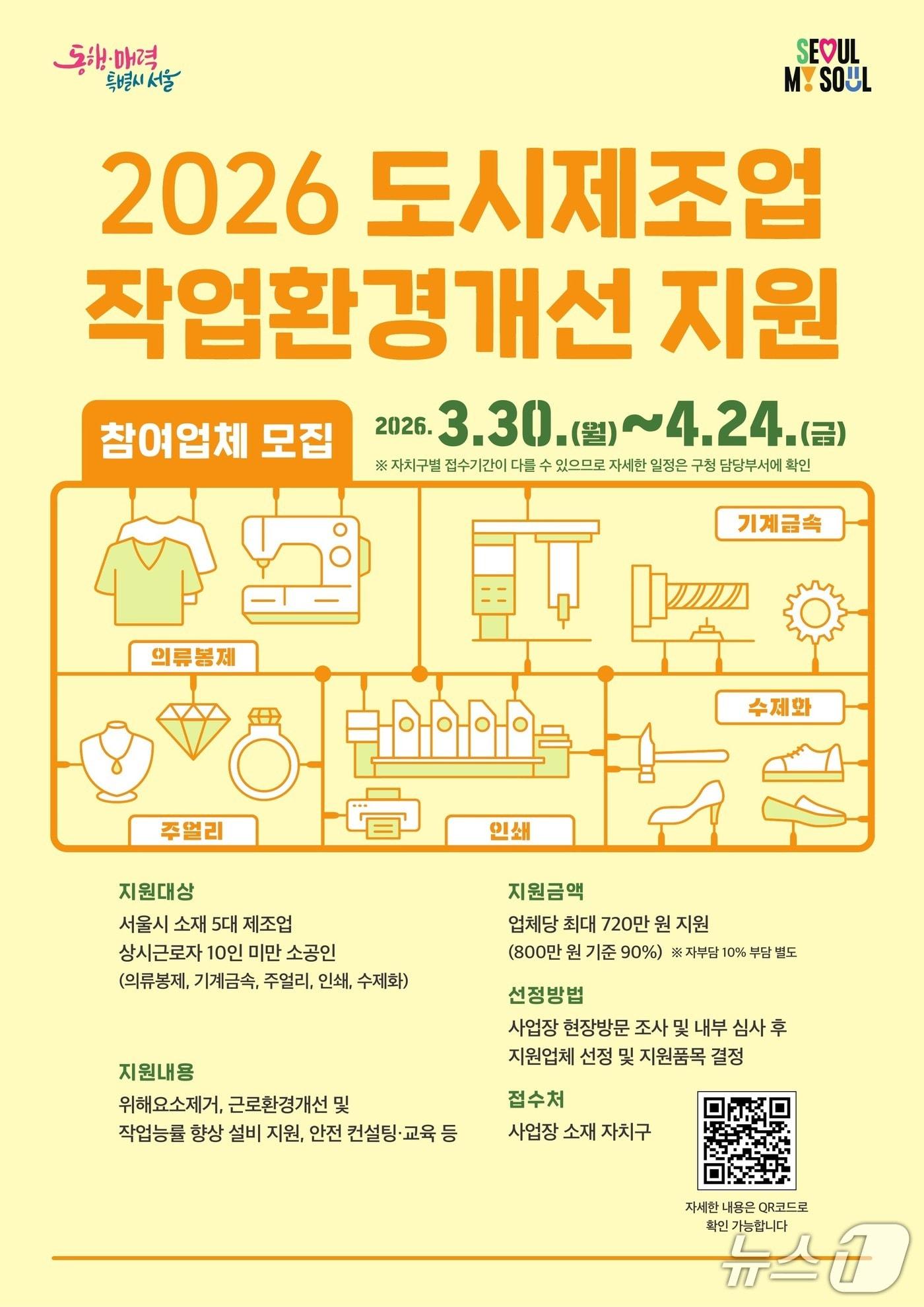 본문 이미지 - 2026년 도시제조업 작업환경 개선 모집 포스터.(서울시 제공)