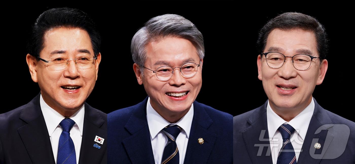 본문 이미지 - 민주당 전남광주특별시장 경선 후보. 왼쪽부터 김영록, 민형배, 신정훈 후보(가나다순) 2026.4.1 ⓒ 뉴스1