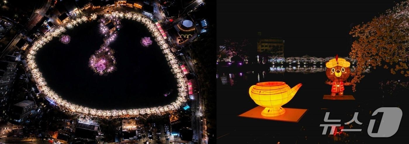 본문 이미지 - 연화지 벚꽃 축제 야경(김천시 제공. 재판매 및 DB금지)/뉴스1