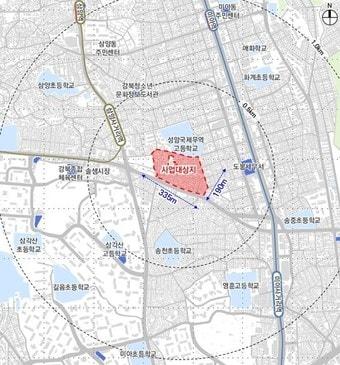 본문 이미지 - 강북구 미아동 345-1 재개발 위치도(서울시 제공) 뉴스1ⓒ news1   