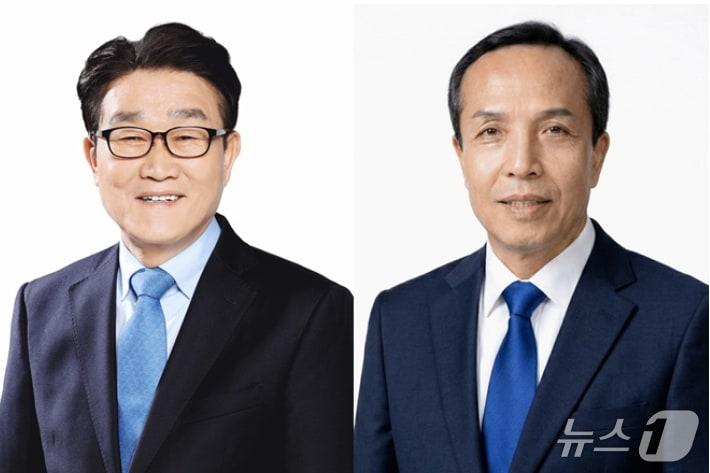 본문 이미지 - 김일권(왼쪽), 조문관 더불어민주당 양산시장 예비후보. 중앙선관위 제공. 재판매 및 DB금지