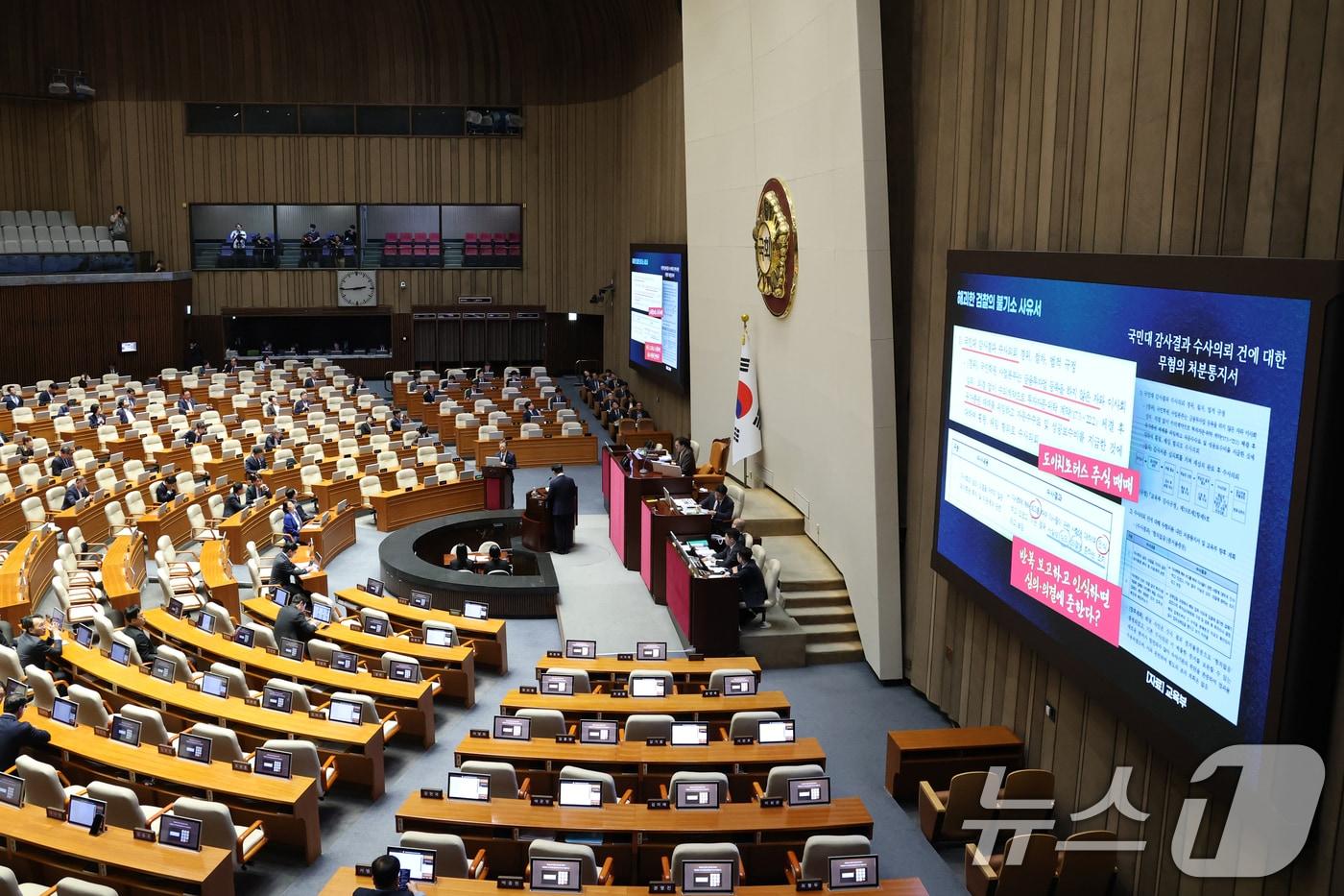 본문 이미지 - 13일 서울 여의도 국회에서 열린 제434국회(임시회) 제4차 본회의 교육·사회·문화 분야에 관한 대정부질문에서 김영호 더불어민주당 의원이 정성호 법무부 장관에게 질의하고 있다. 2026.4.13 ⓒ 뉴스1 이승배 기자