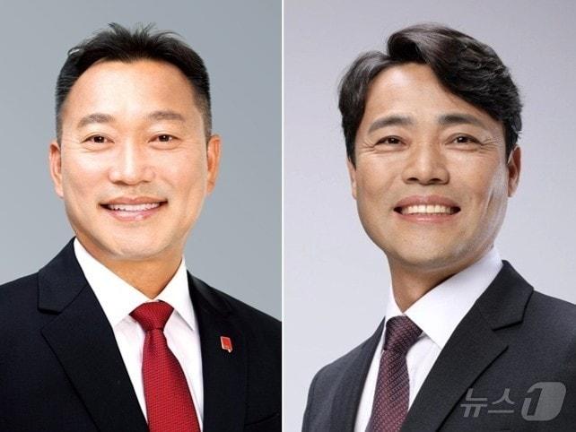 본문 이미지 - 김주업 진보당 광주 북구청장 후보(왼쪽)와 정희성 광산구청장 후보.(진보당 제공. 재배포 및 DB 금지)