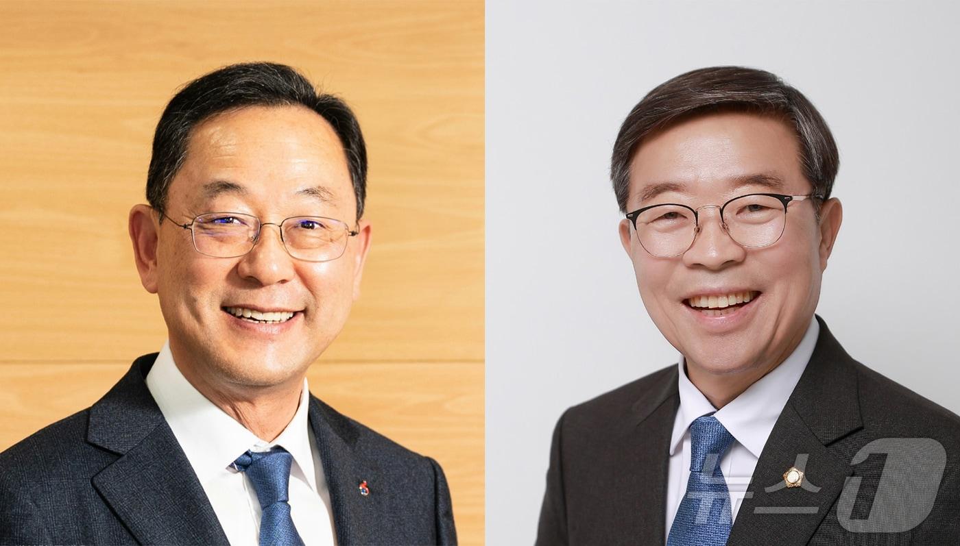 본문 이미지 - 명현관(왼쪽), 서해근 해남군수 예비후보 ⓒ 뉴스1 