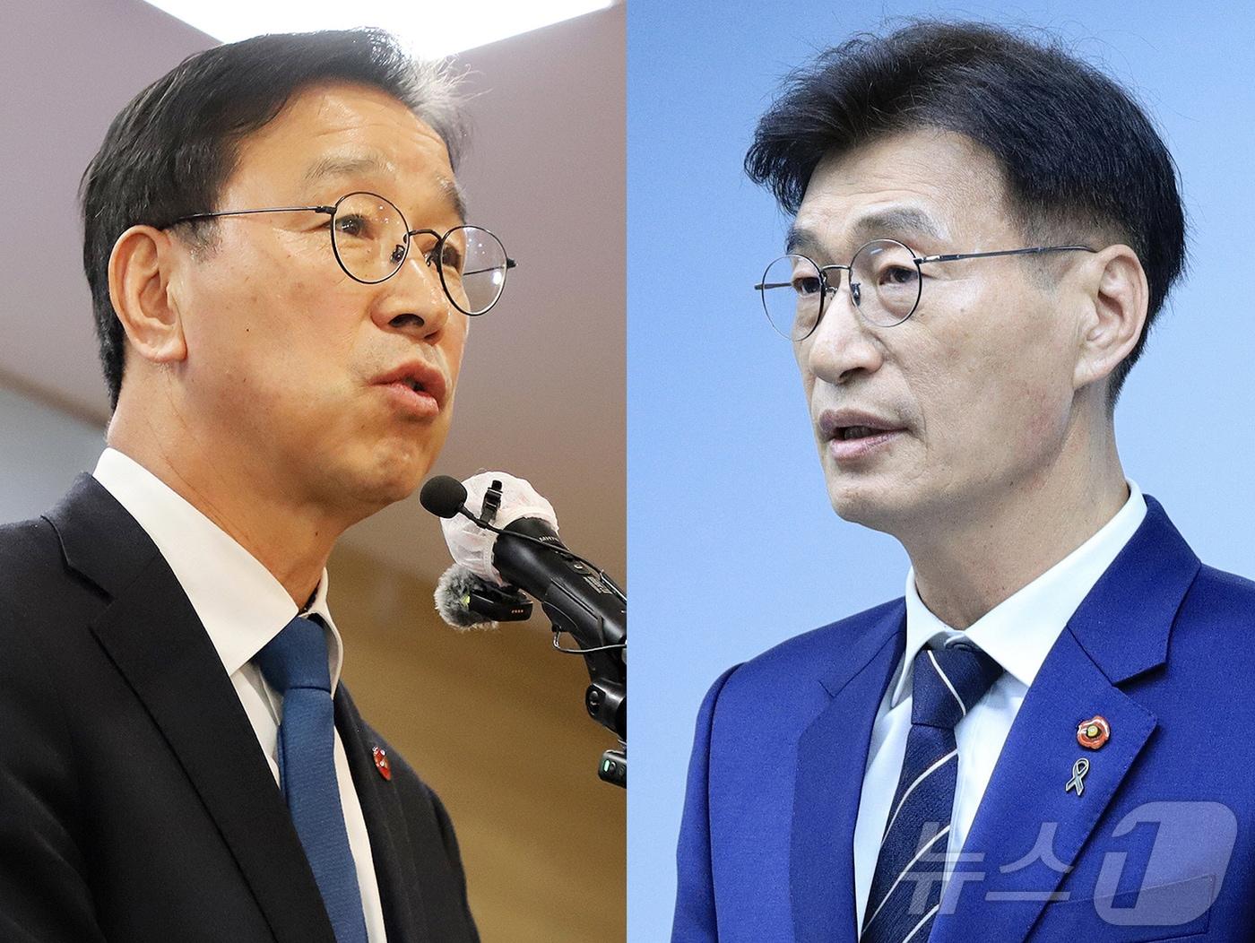 본문 이미지 - 더불어민주당 제주특별자치도지사 후보 경선 결선 기호 1번 위성곤 국회의원(제주 서귀포시·3선)과 기호 2번 문대림 국회의원(제주 제주시 갑·초선). ⓒ 뉴스1 오미란 기자