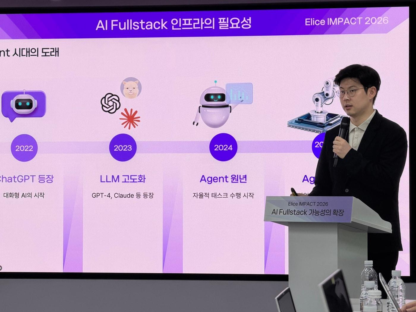 본문 이미지 - 김재원 엘리스그룹 대표가 15일 서울 강남구 본사에서 기자간담회를 열고 'AI 풀스택 전략'을 발표했다. 2026.4.15 ⓒ 뉴스1 이기범 기자