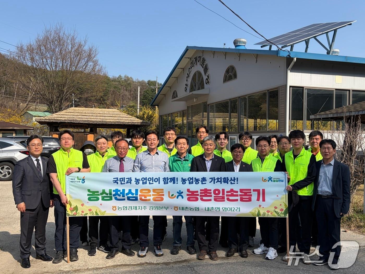 본문 이미지 - 홍천 자매마을 일손 돕기.(농협 강원본부 제공. 재판매 및 DB금지)/뉴스1