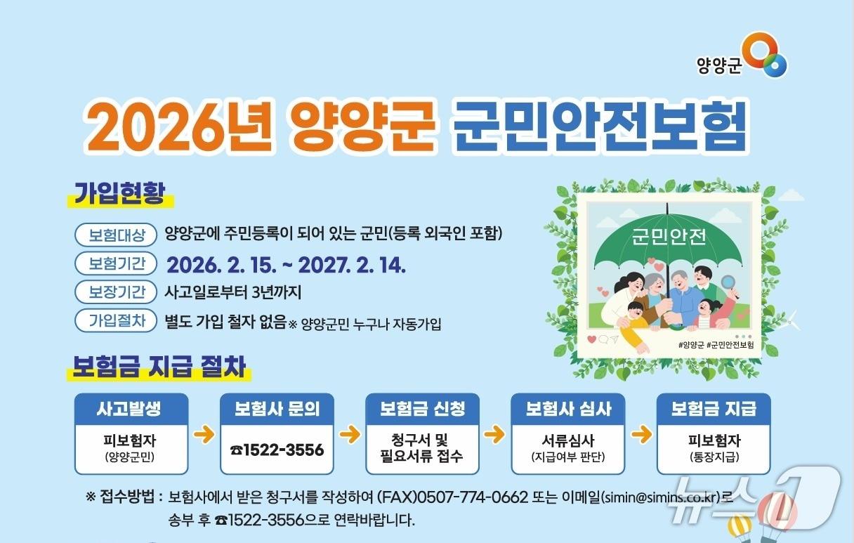 본문 이미지 - 양양군 군민안전보험 홍보물.(양양군 제공, 재판매 및 DB 금지) 2026.4.15/뉴스1